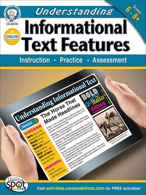 cover image of Understanding Informational Text Features, Grades 6 - 8
